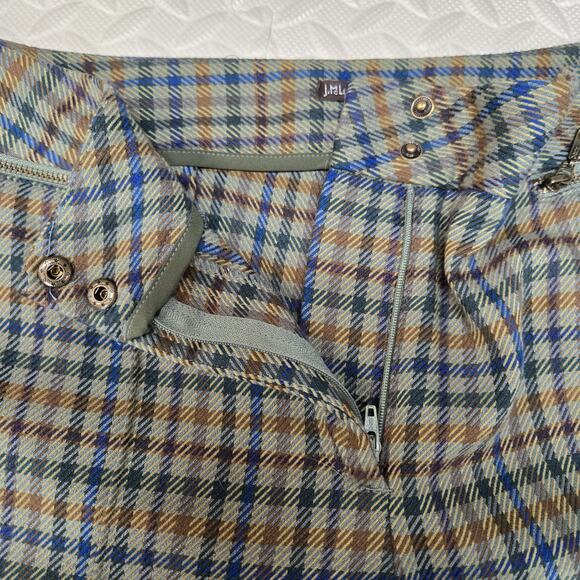 J Mclaughlin Yara Olive Plaid Pants Women 4 Straight Leg Crop Green Blue Stretch - Picture 6 of 12